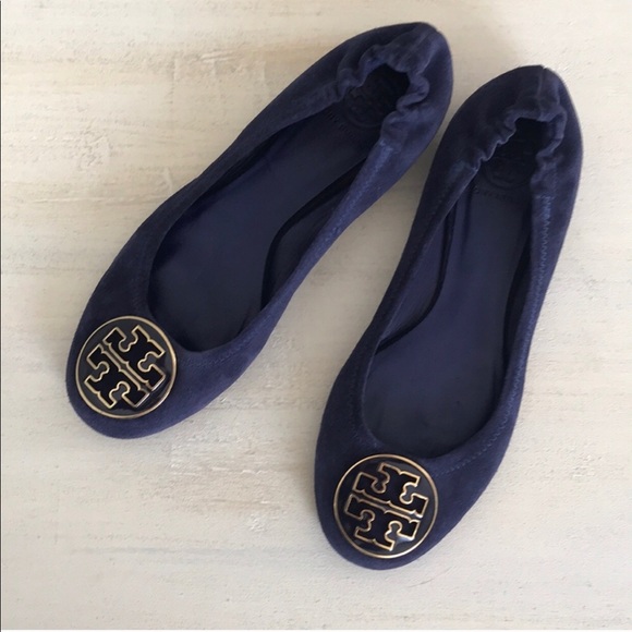 Tory Burch Shoes - Tory Burch navy blue suede reva ballet flats
